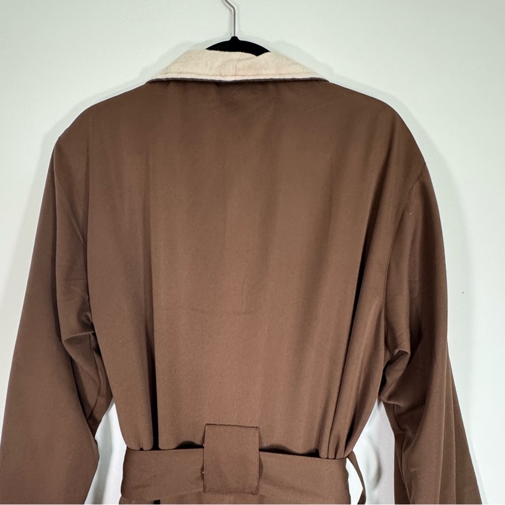 Restoration Hardware Chocolate and Ivory Women's Robe Large Cozy Luxury Spa - Picture 9 of 10